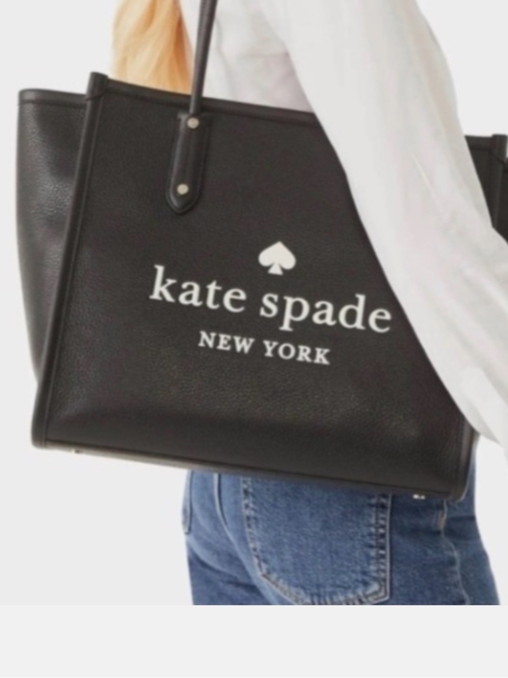 KATE SPADE K4688 Ella Pebbled Leather LARGE Tote BLACK $399 - Picture 2 of 2
